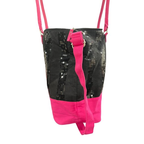 Victorias Secret Black & Pink Sequin Tote Bag Weekender Limited Edition - Picture 5 of 10